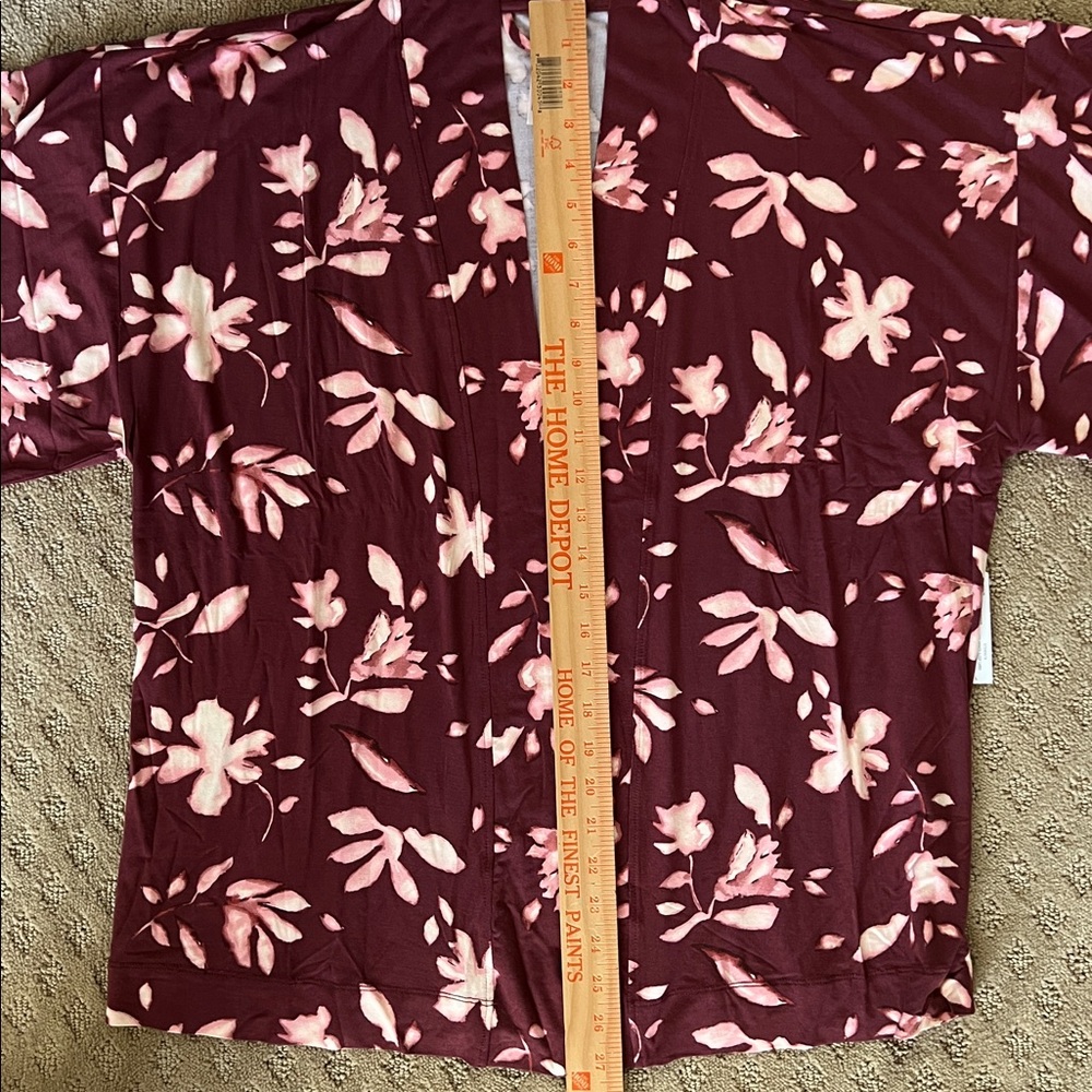 NEW Soma Burgundy Pink Pajama Robe Cool Nights Floral Open Cardigan - Picture 7 of 7